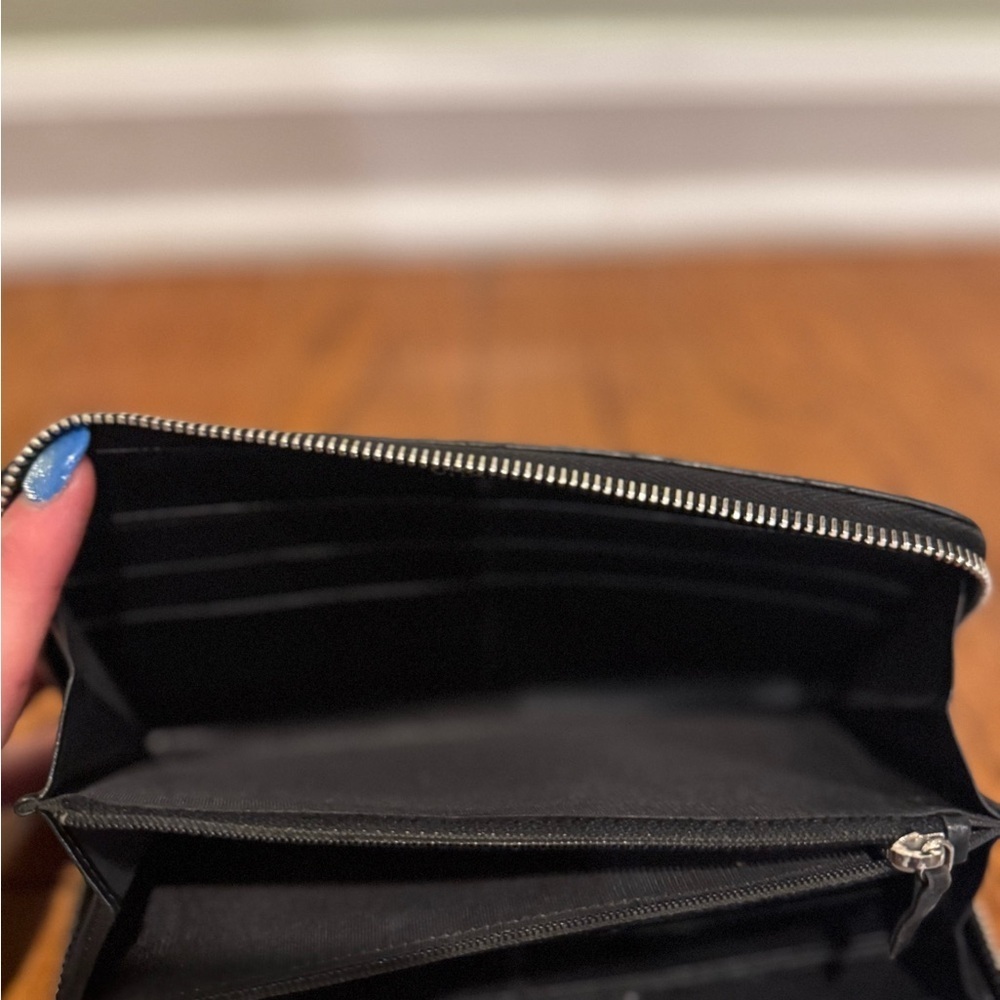 CHANEL Black Lambskin Quilted Embellished CC Black Zip Long Wallet - Picture 11 of 12